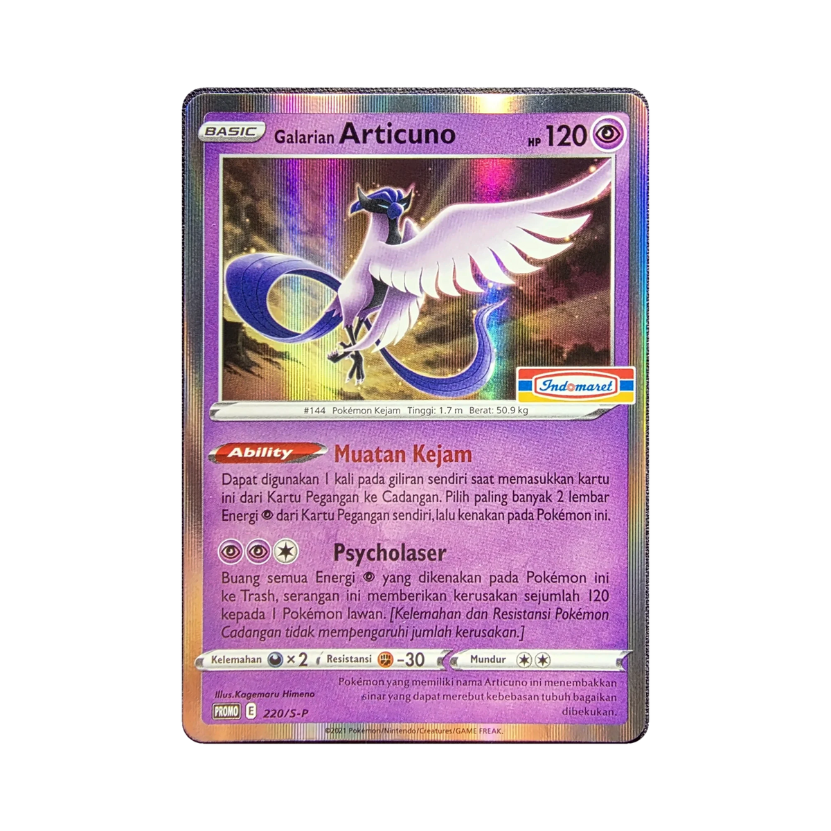 Galarian Articuno 220/S-P Indonesian Pokemon promo card