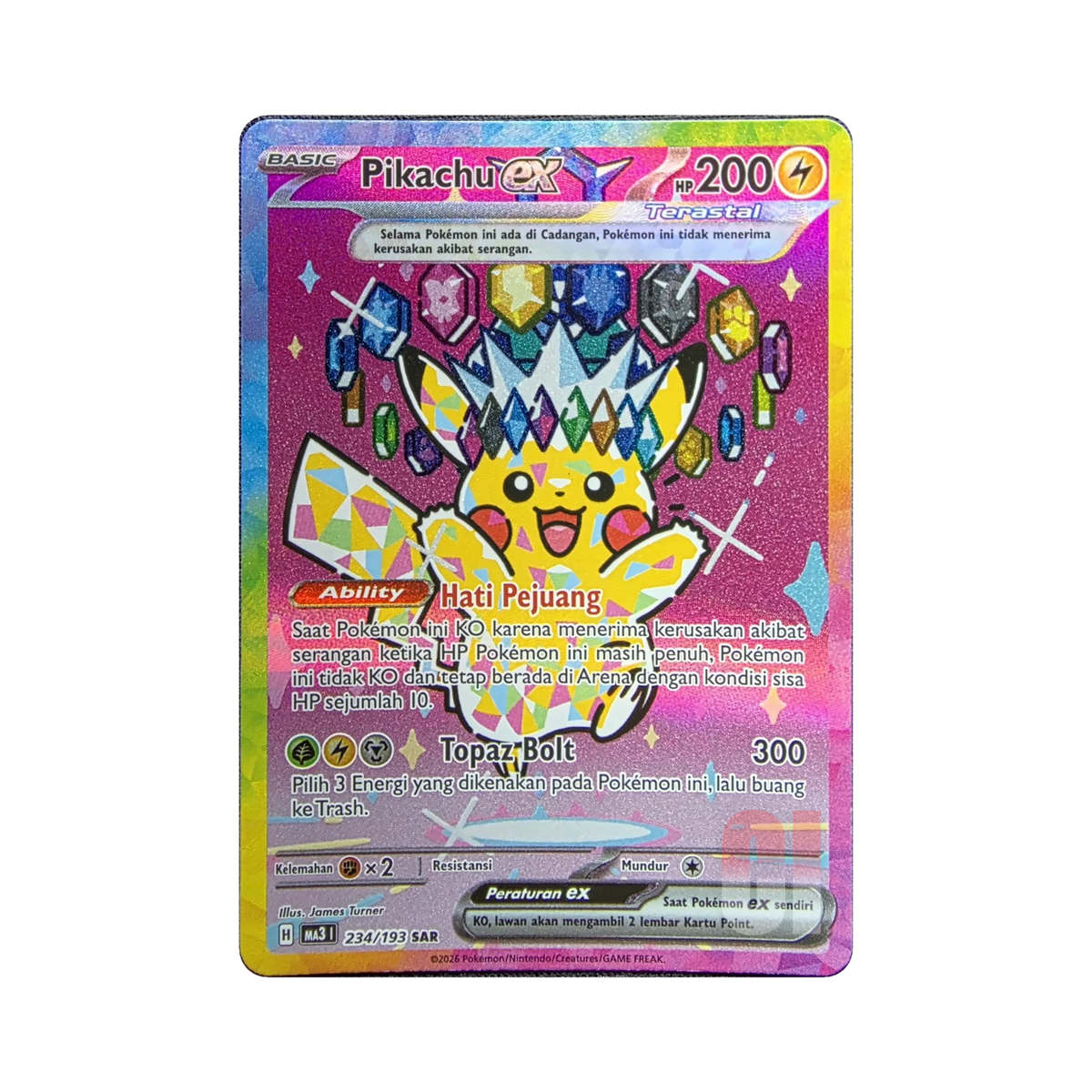 Pikachu ex 234/193 SAR Indonesian Pokemon card