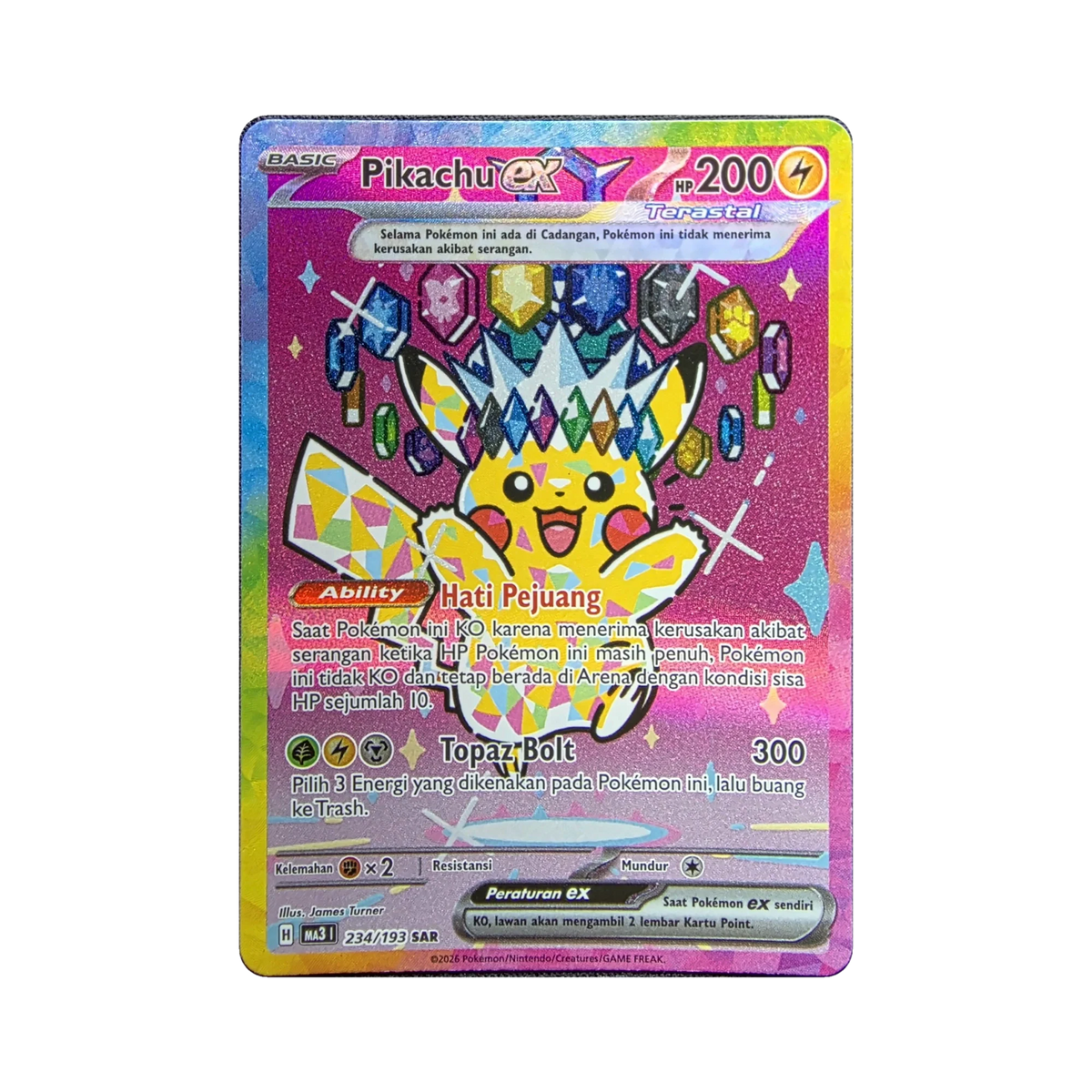 Pikachu ex 234/193 SAR Indonesian Pokemon card