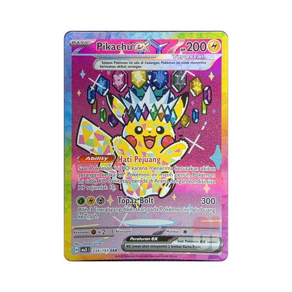 Pikachu ex 234/193 SAR Indonesian Pokemon card