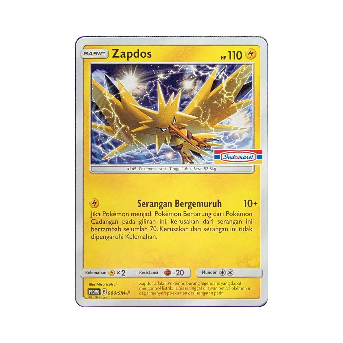 Zapdos 086/SM-P Indonesian Pokemon promo card