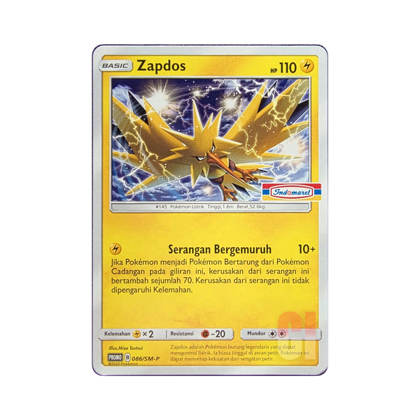 Zapdos 086/SM-P Indonesian Pokemon promo card